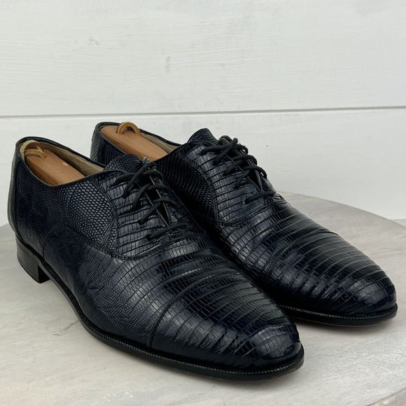 Vntg Lizard Blue Dress Shoes Men Sz 10.5 Made in Spain For Boyds of Philadelphia main image 6